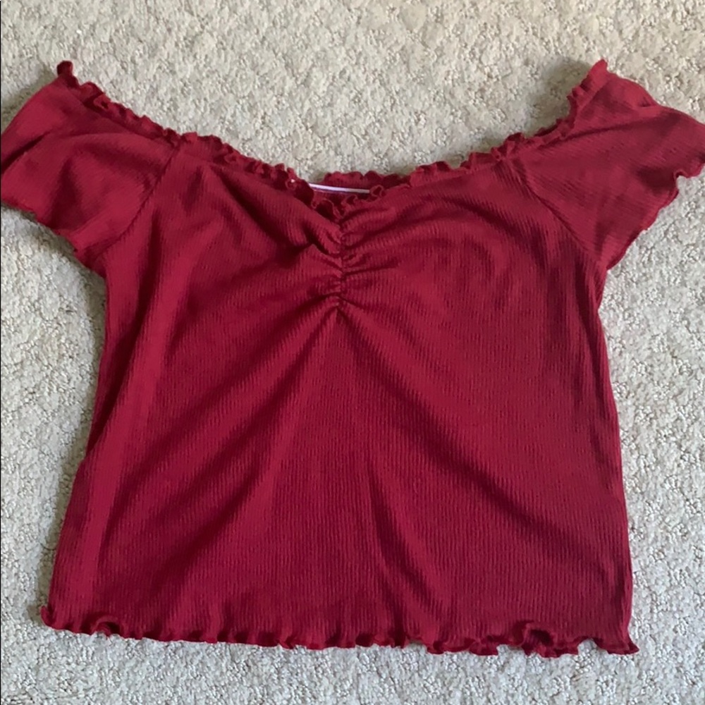 cropped off the shoulder top